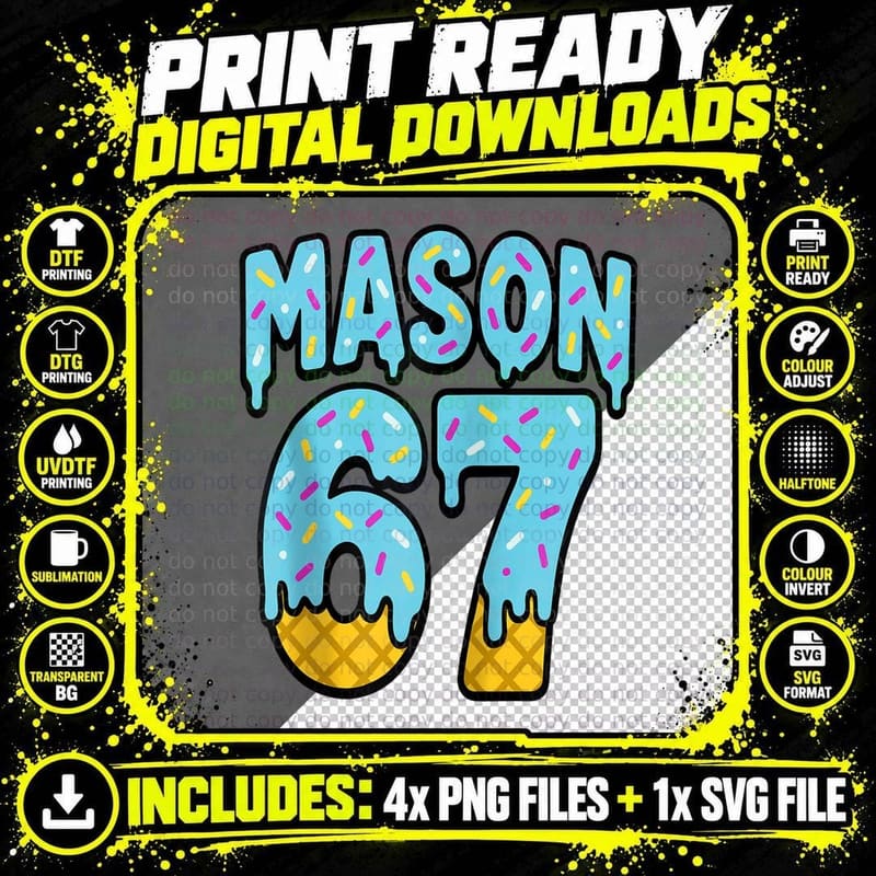 Six Seven Tee, Kids 67 Funny Meme, Baseball Png SVG Digital Bundle