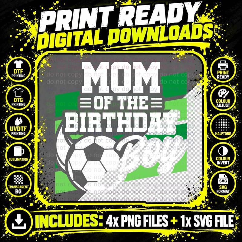 Soccer Birthday Mom Boys T-Shirt, Birthday Party Theme Png SVG Digital Bundle