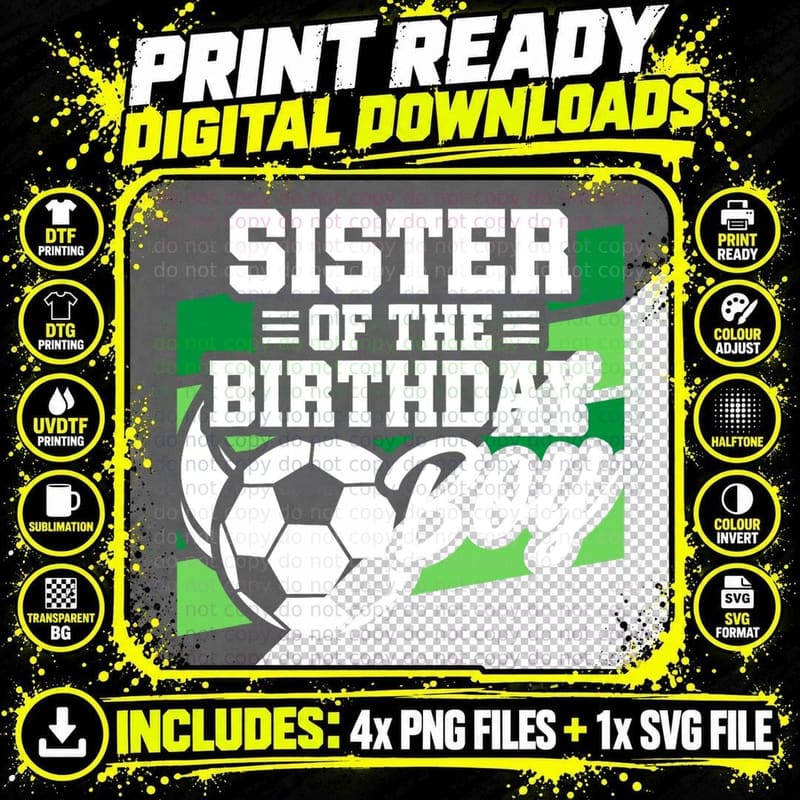 Soccer Birthday T-Shirt, Birthday Sister Design Png SVG Digital Bundle