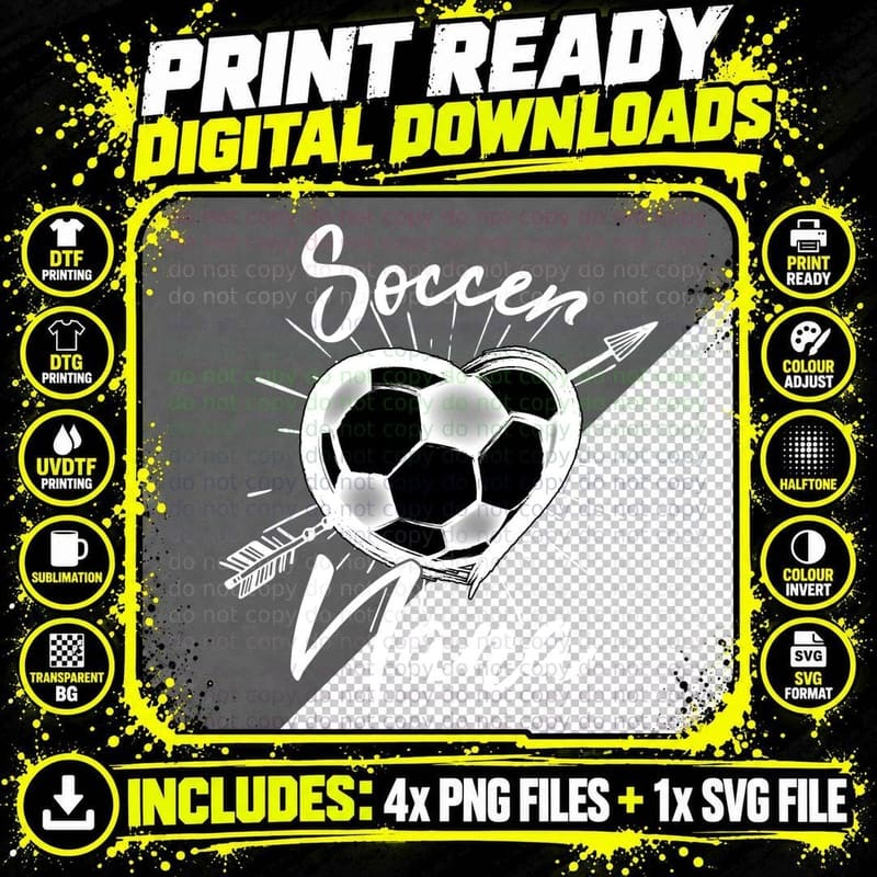 Soccer Nana, Heart Shaped Soccer Ball Png SVG Digital Bundle