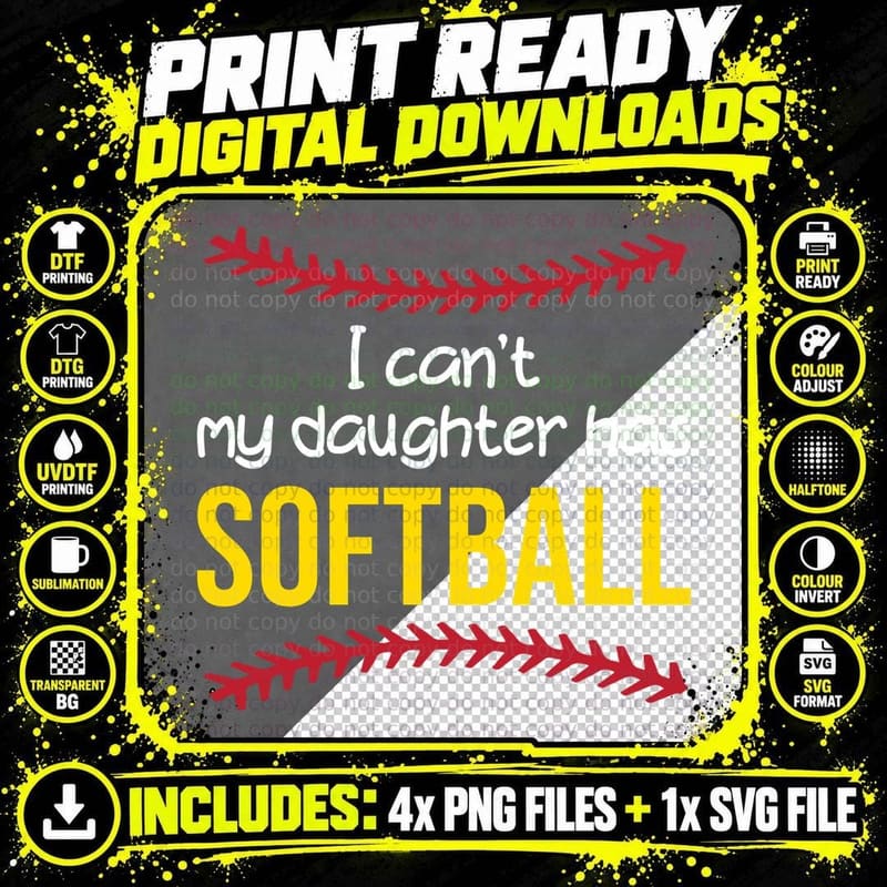 Softball T-Shirt, Baseball Theme, Sports Fan Apparel Png SVG Digital Bundle