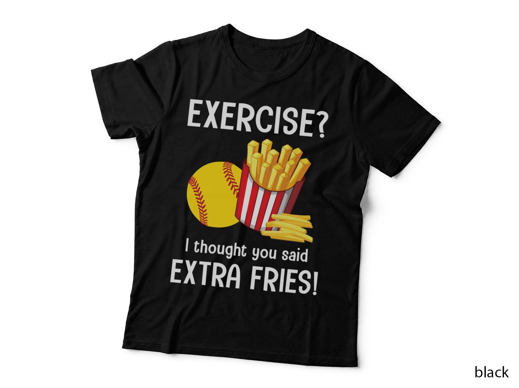 Softball and Fries T-Shirt, Sports Fan Gift, Baseball Apparel