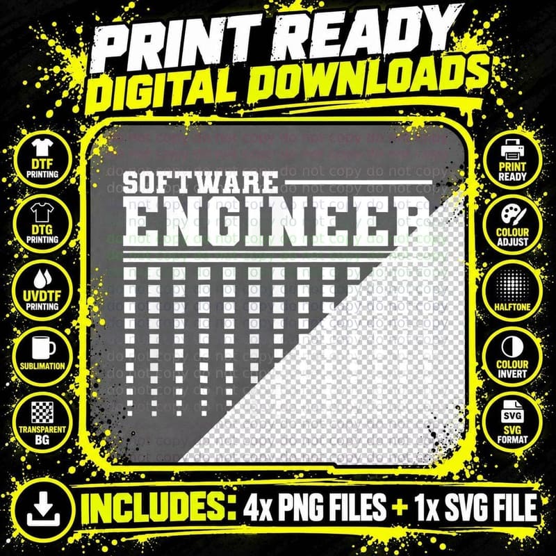 Software Engineer - Computer Coding IT Professional Tech Png SVG Digital Bundle