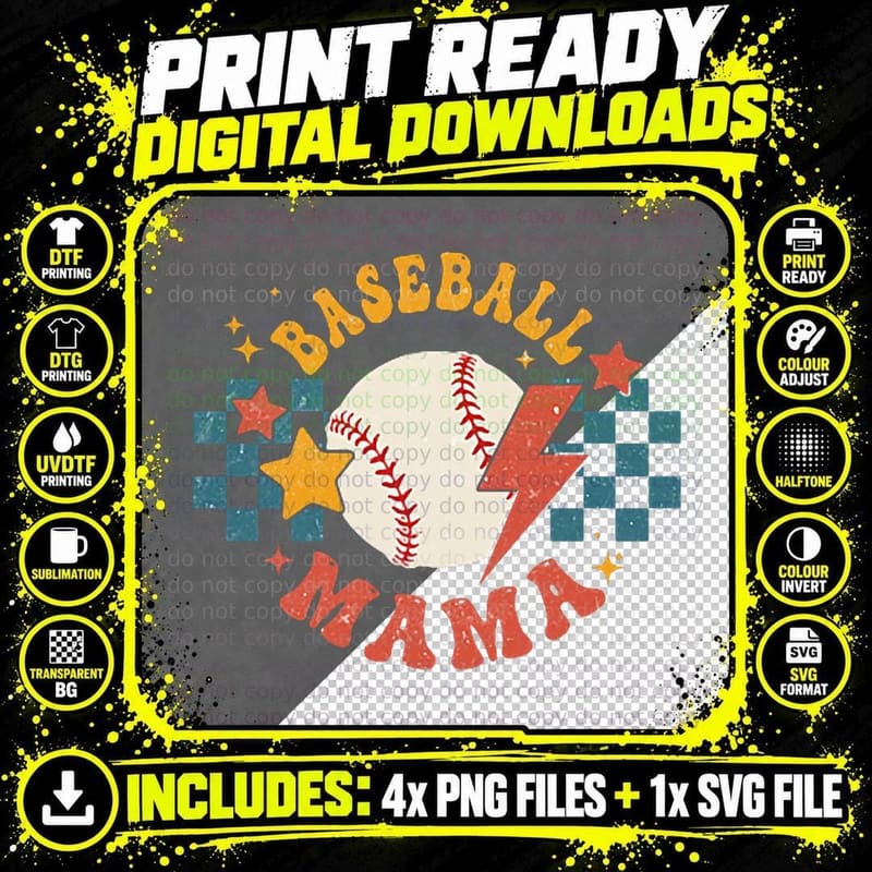 Somebody's Loudmouth Baseball Mama Mothers Day (Both Png SVG Digital Bundle