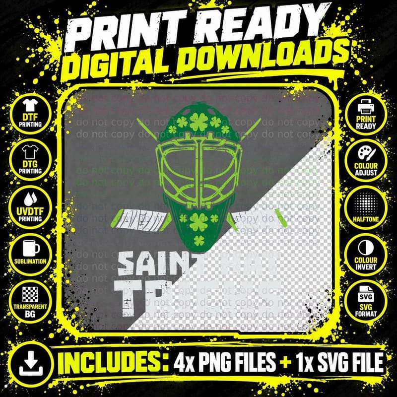 St Hat Tricks Funny St Patricks Day Ice Hockey Sport Png SVG Digital Bundle
