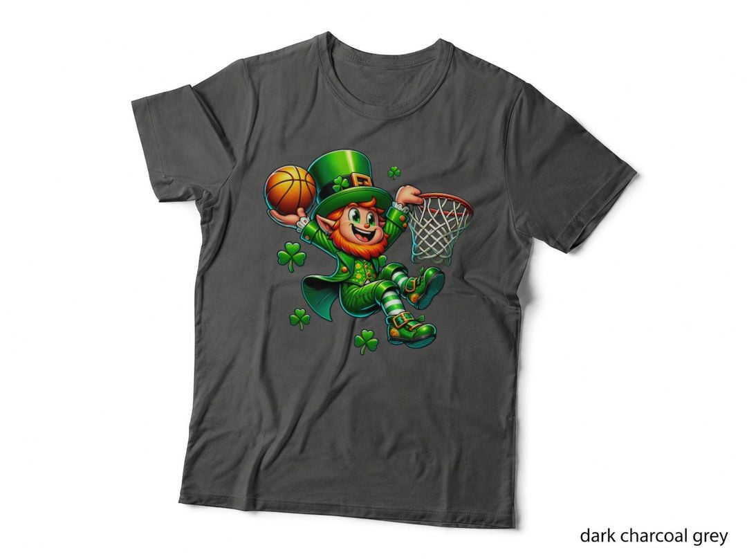 St Patrick's Day Basketball Irish Leprechaun Slam Dunk T-Shirt