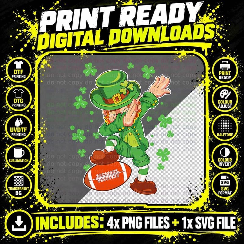 St Patricks Day Boys Men Kids Football Dabbing Png SVG Digital Bundle
