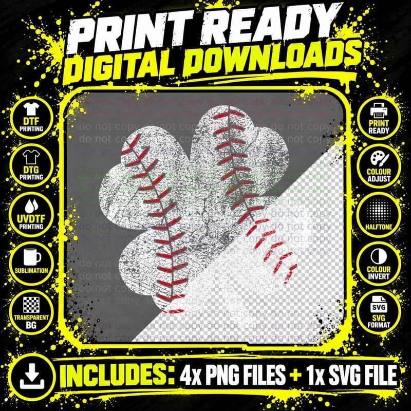 St Patricks Day Shamrock Baseball Saint Paddy's Kids Png SVG Digital Bundle