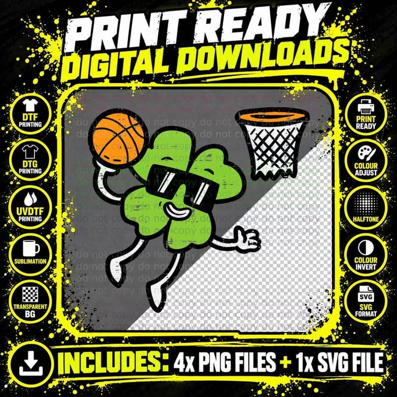 St Patricks Day Shamrock Basketball Saint Paddys Toddler Png SVG Digital Bundle