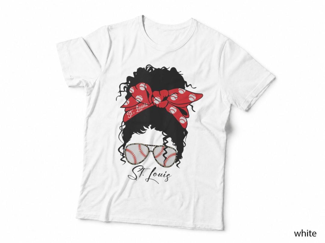 St. Louis Messy Bun Baseball Fan Souvenir I Love Sports Gift T-Shirt