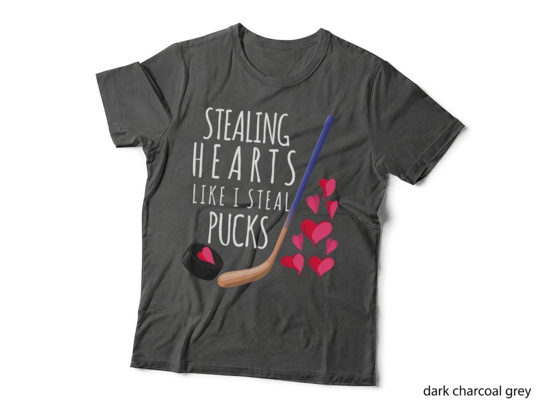 Stealing Hearts Like I Steal Pucks Ice Hockey Valentines Day T-Shirt