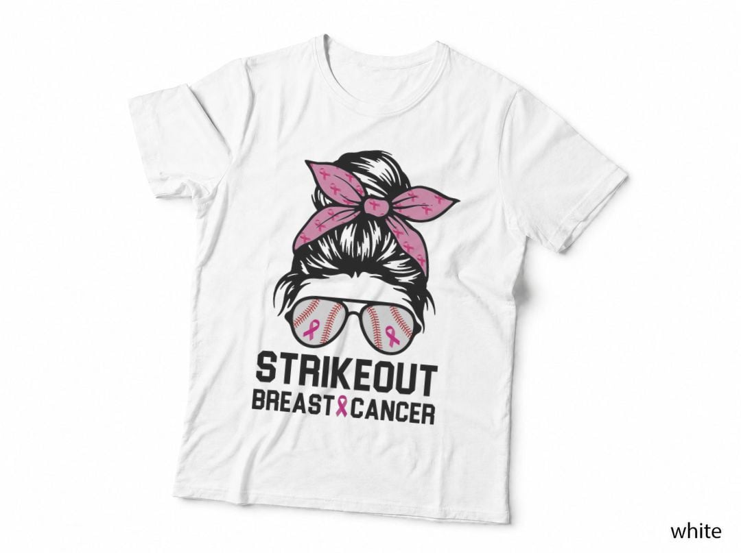 Strike Out Breast Cancer Awareness Baseball Mom Women T-Shirt