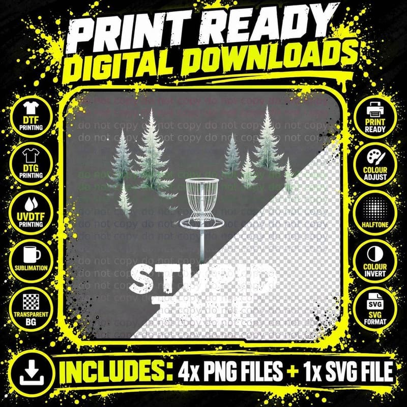 Stupid Tree Disc Golf Shirt, Funny Frisbee Golf Fan Gift Png SVG Digital Bundle