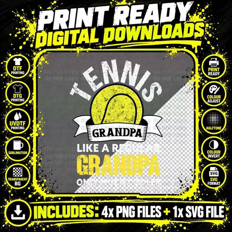 Tennis Grandpa - Funny Tennis Grandfather T-Shirt Png SVG Digital Bundle