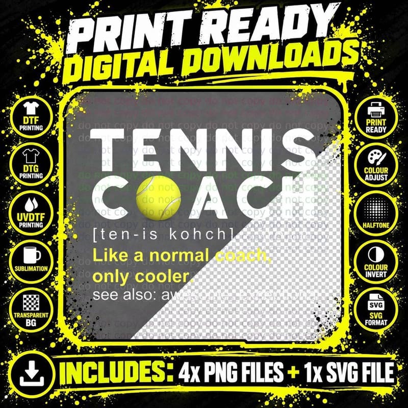 Tennis Shirt Funny Tennis Coach Gift Definition T-Shirt Png SVG Digital Bundle
