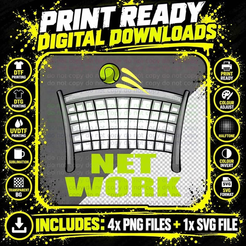 Tennis Shirts for Men Net Work Tennis Ball Tennis Player Png SVG Digital Bundle
