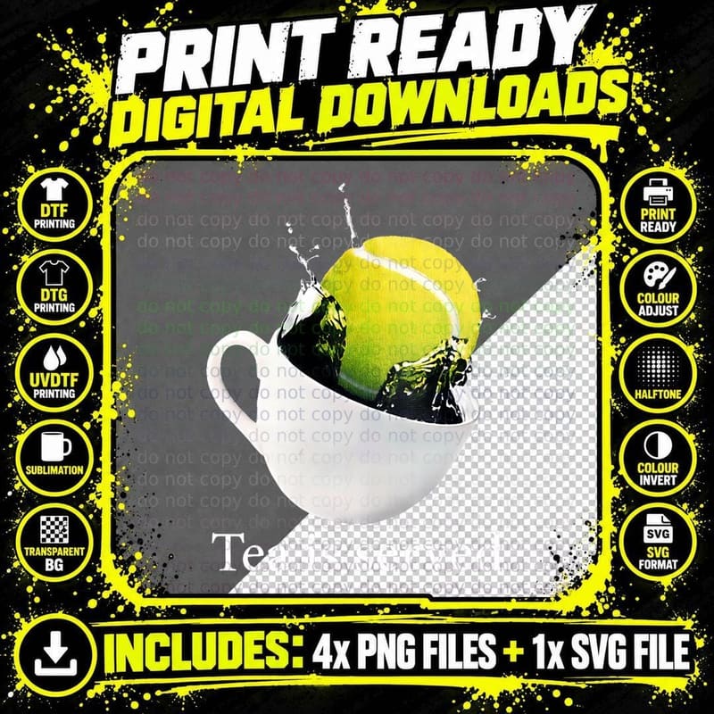 Tennis Tea Is Served Sports Gift T-Shirt Png SVG Digital Bundle