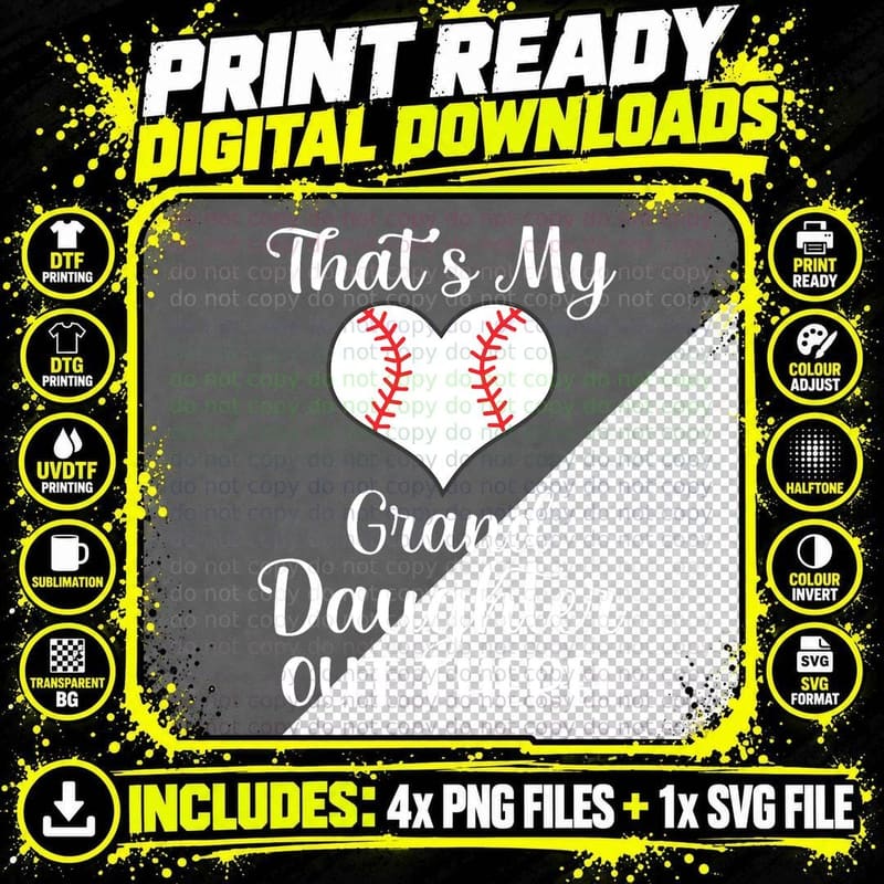 That's My Granddaughter Out There Baseball Player Png SVG Digital Bundle