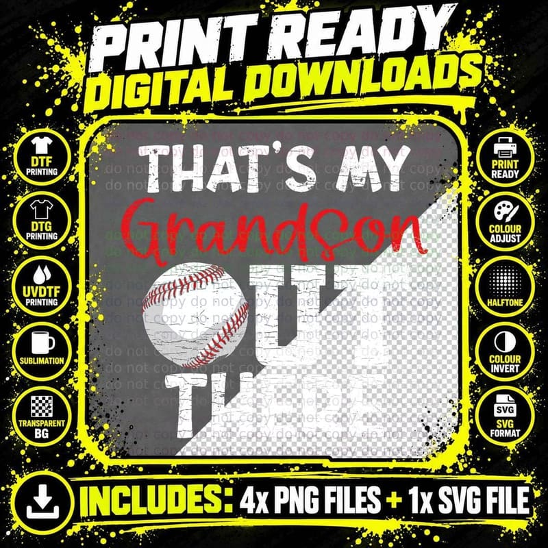 That's My Grandson Out There Baseball Grandparents Png SVG Digital Bundle