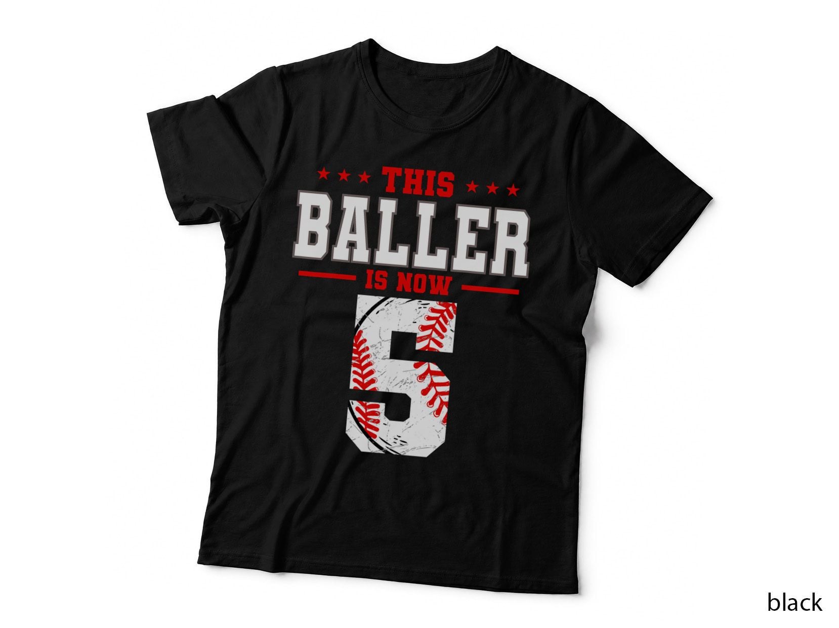 This Baller Is Now 5 Birthday Baseball Theme Birthday Party T-Shirt