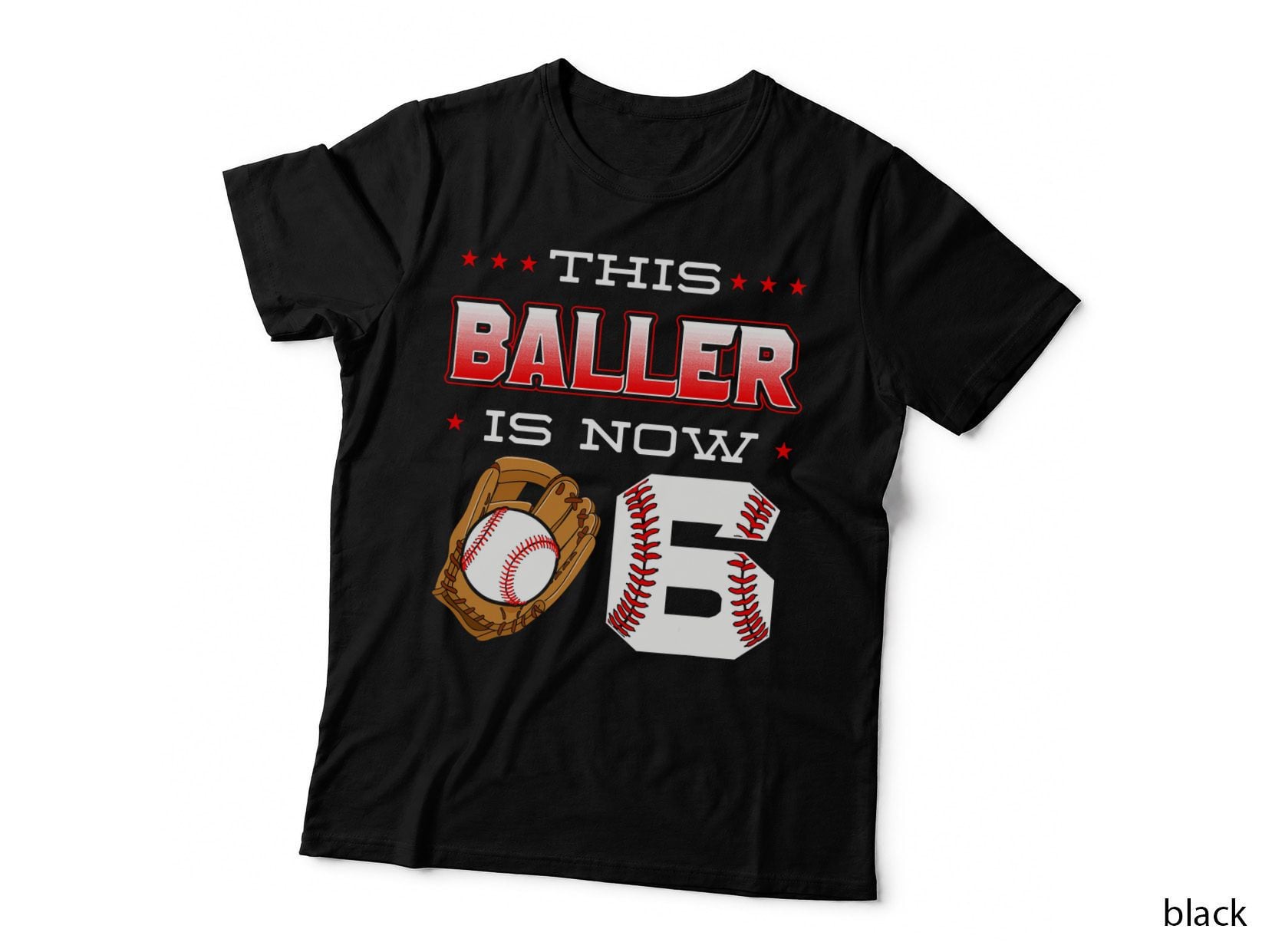 This Baller Is Now 6 Baseball Birthday Theme Party 6th T-Shirt