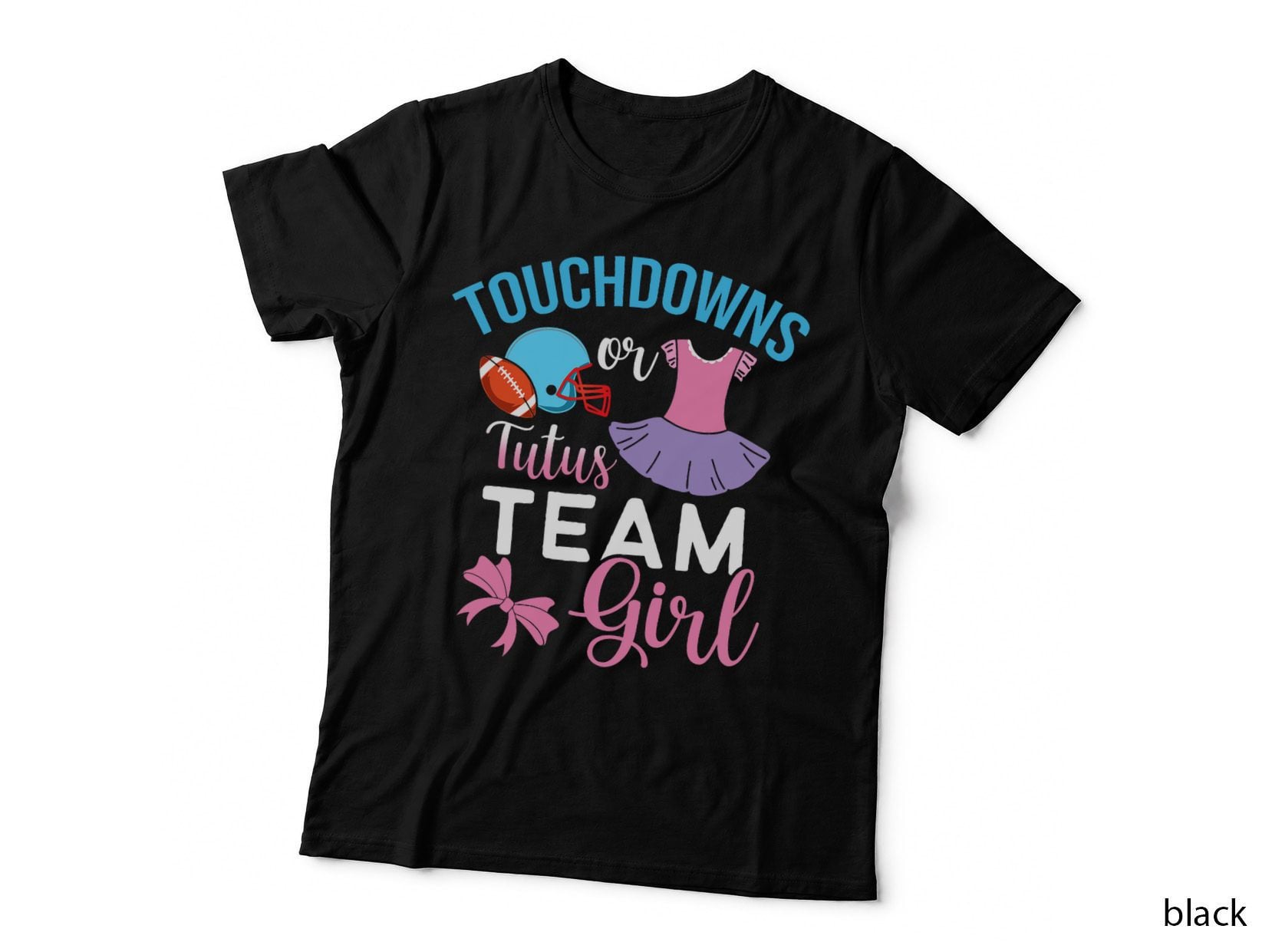 Touchdowns or Tutus Gender Reveal T-Shirt, Football Tutu Party