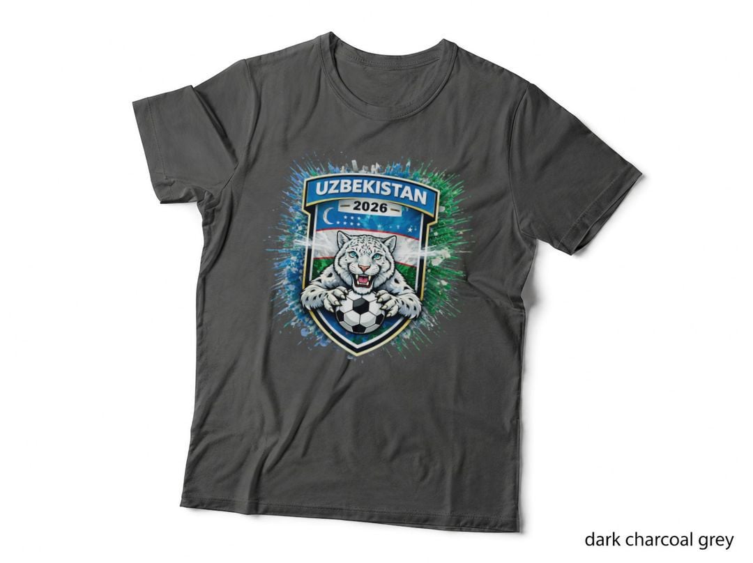 Uzbekistan World Cup 2026 Football T-Shirt, Snow Leopard Print, Soccer Fan Gift