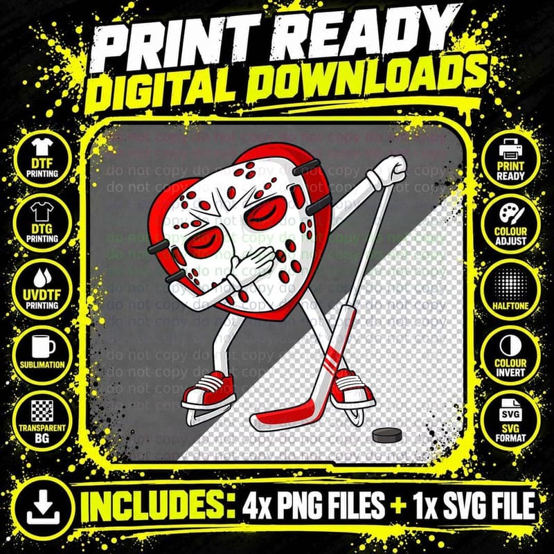 Valentines Day Dabbing Heart Hockey Stick Puck Boys Kids Png SVG Digital Bundle