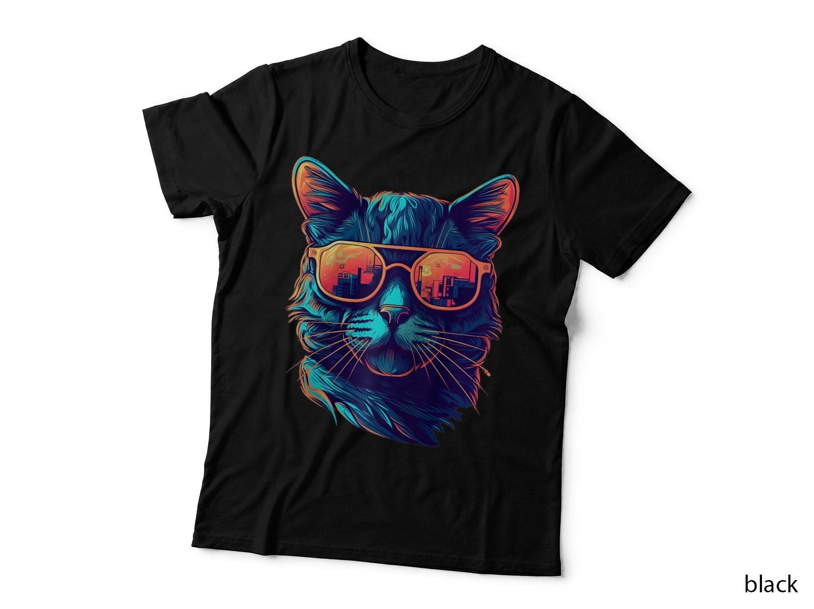 Vaporwave Cat with Glasses Gift T-Shirt