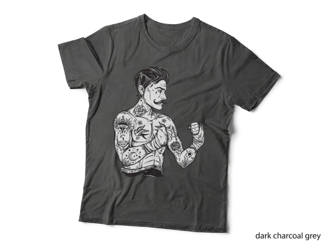 Vintage Boxing Champion Tattoo T-Shirt, Retro Ink Fighter Style