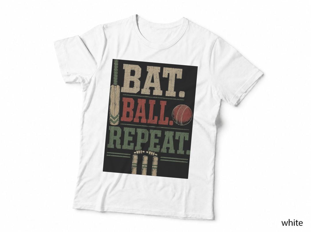 Vintage Cricket Bat Ball Repeat Player Sports Halftone T-Shirt, Hoodie