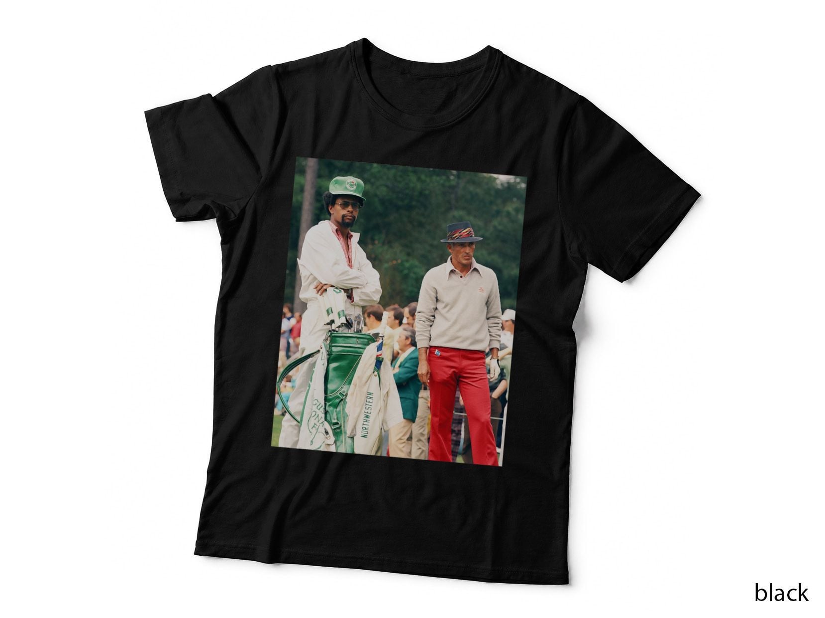 Vintage Golf T-Shirt, Golfer and Caddie 1970S Photo, Classic Style