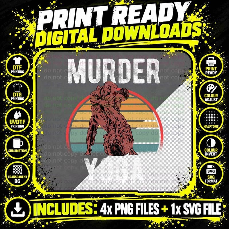 Vintage Wrestling Murder Yoga Whistler Humor T-Shirt Png SVG Digital Bundle