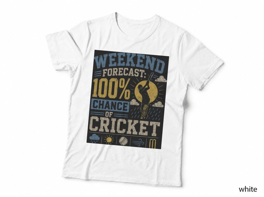 Weekend Forecast Cricket Funny Weather Player Halftone T-Shirt, Hoodie