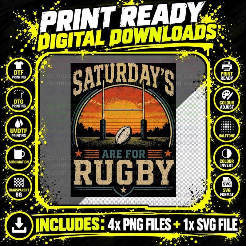 Weekends Are for Rugby Sports Weekend Halftone T-Shirt Png SVG Digital Bundle