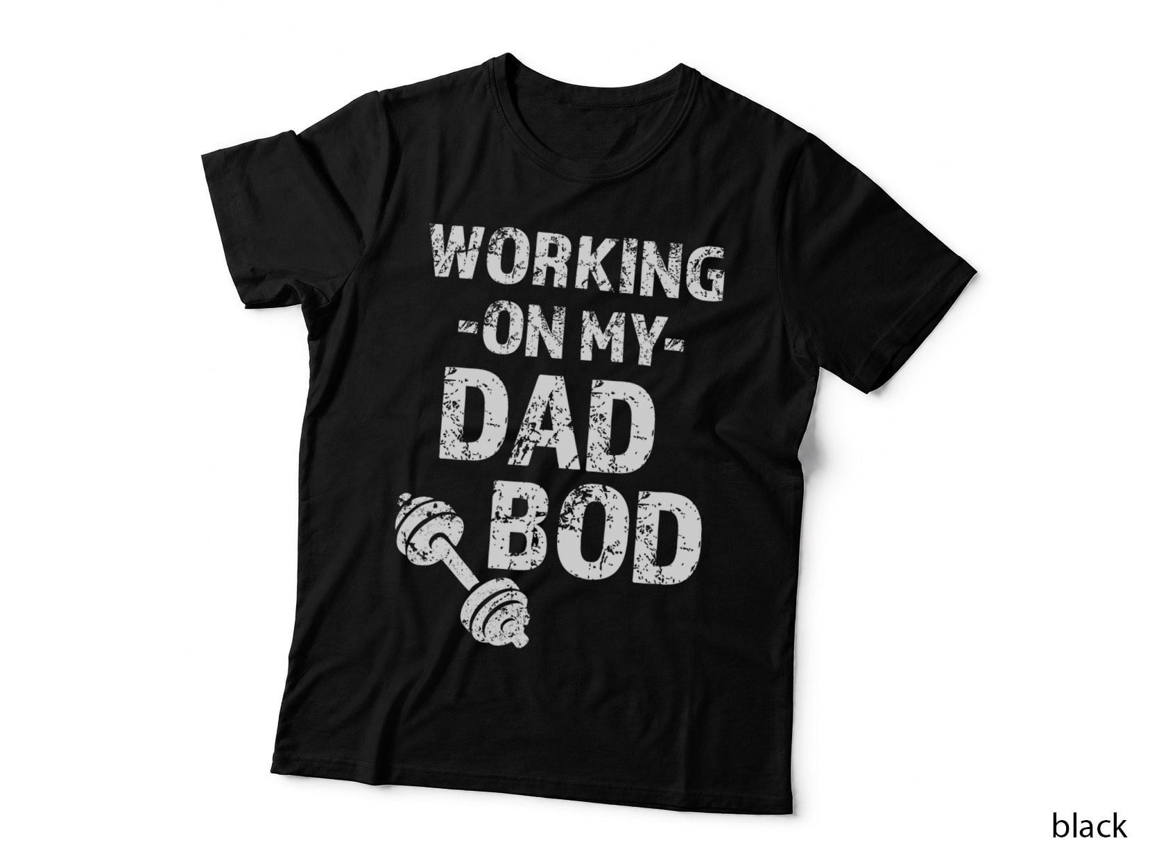 Working on My Dad Bod Funny Gym Tee, Humorous Fitness Apparel, Dad Humor