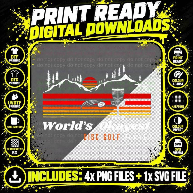 World Okayest Disc Golf Player Funny Frisbee Vintage Png SVG Digital Bundle