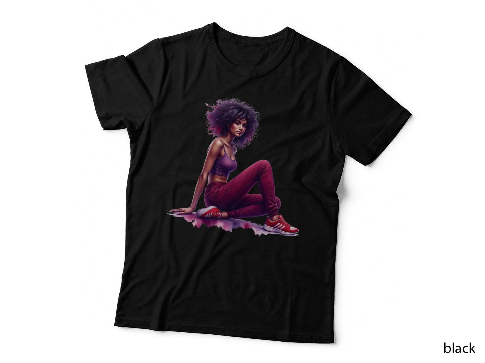 Afro Fitness Girl Gym Workout Motivation Athlete Dancer Gift T-Shirt