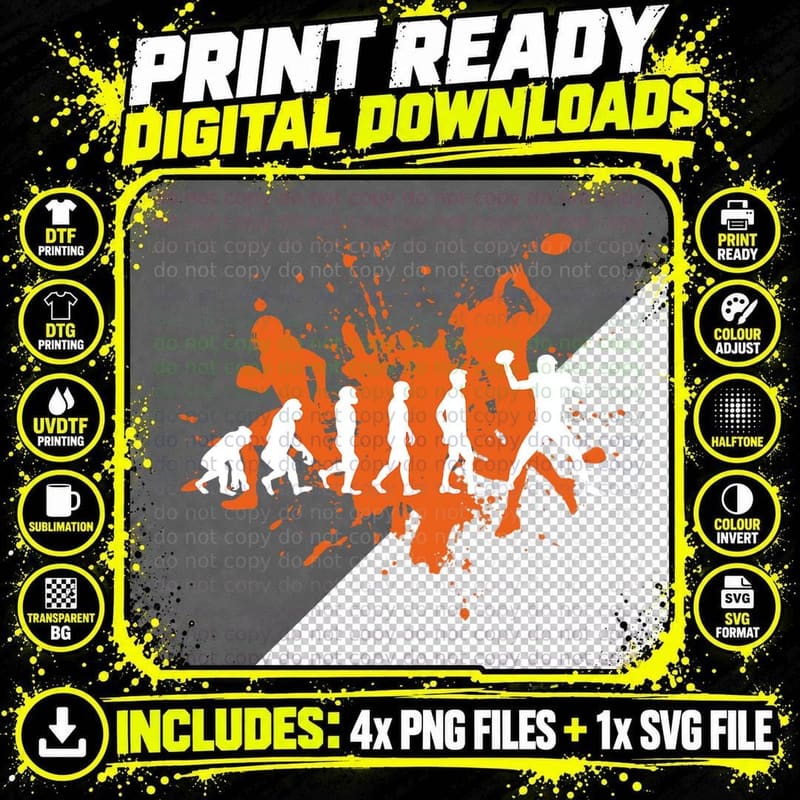 American Football Evolution Rugby Player T-Shirt Png SVG Digital Bundle