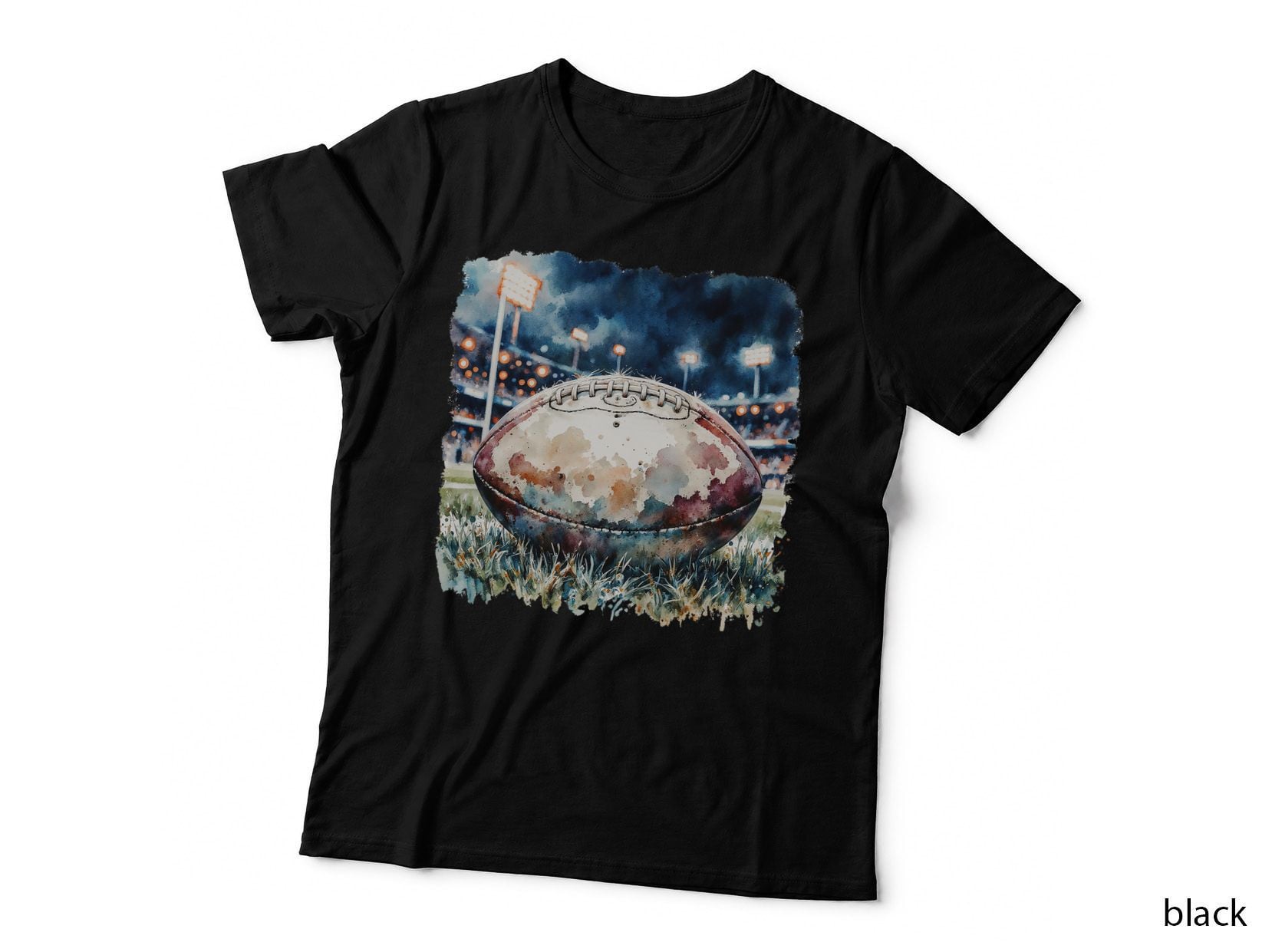 American Football Game Ball at Night Stadium Lights Sports Fan Gift T-Shirt