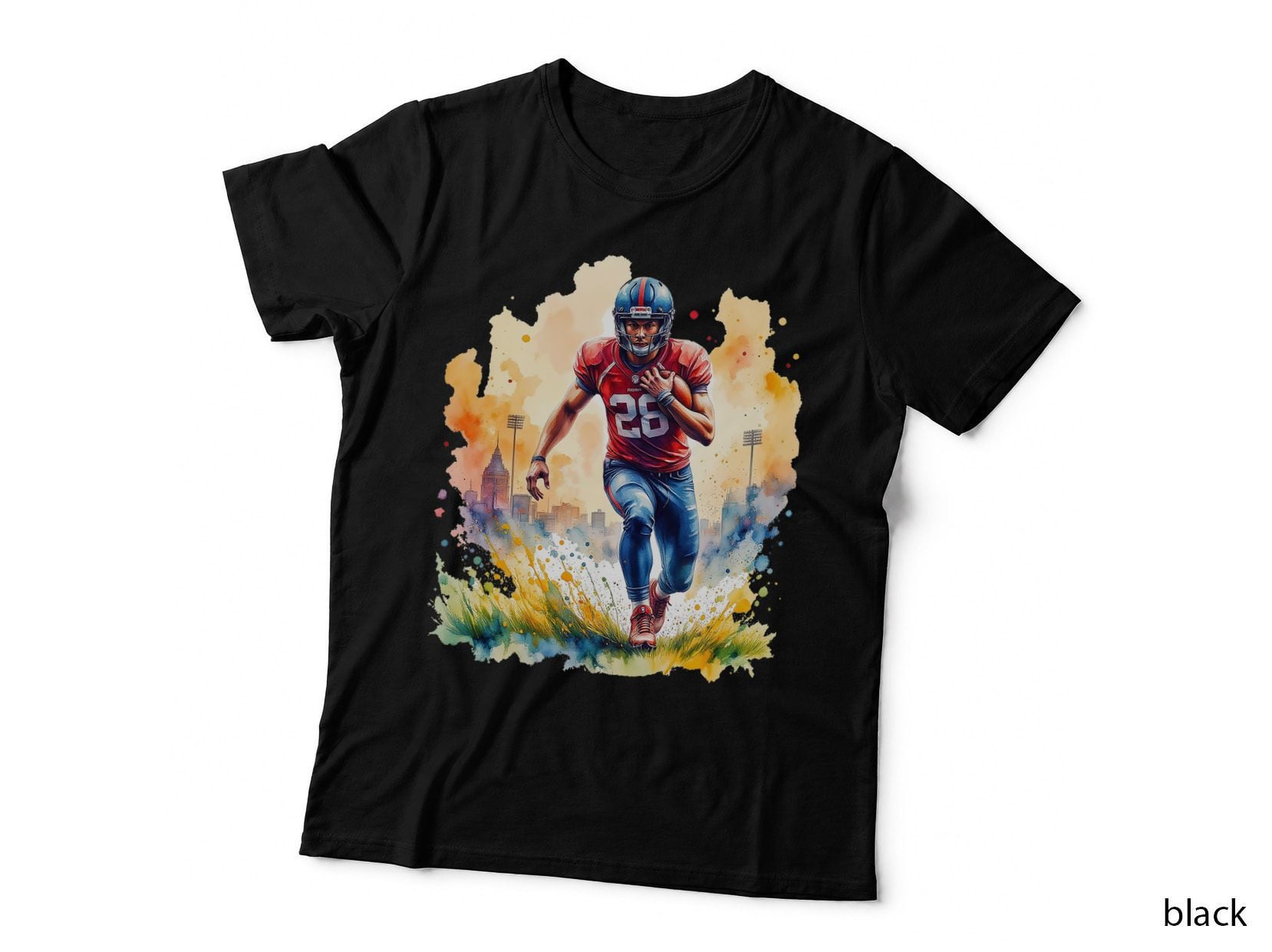 American Football Player Running Game Action Art T-Shirt