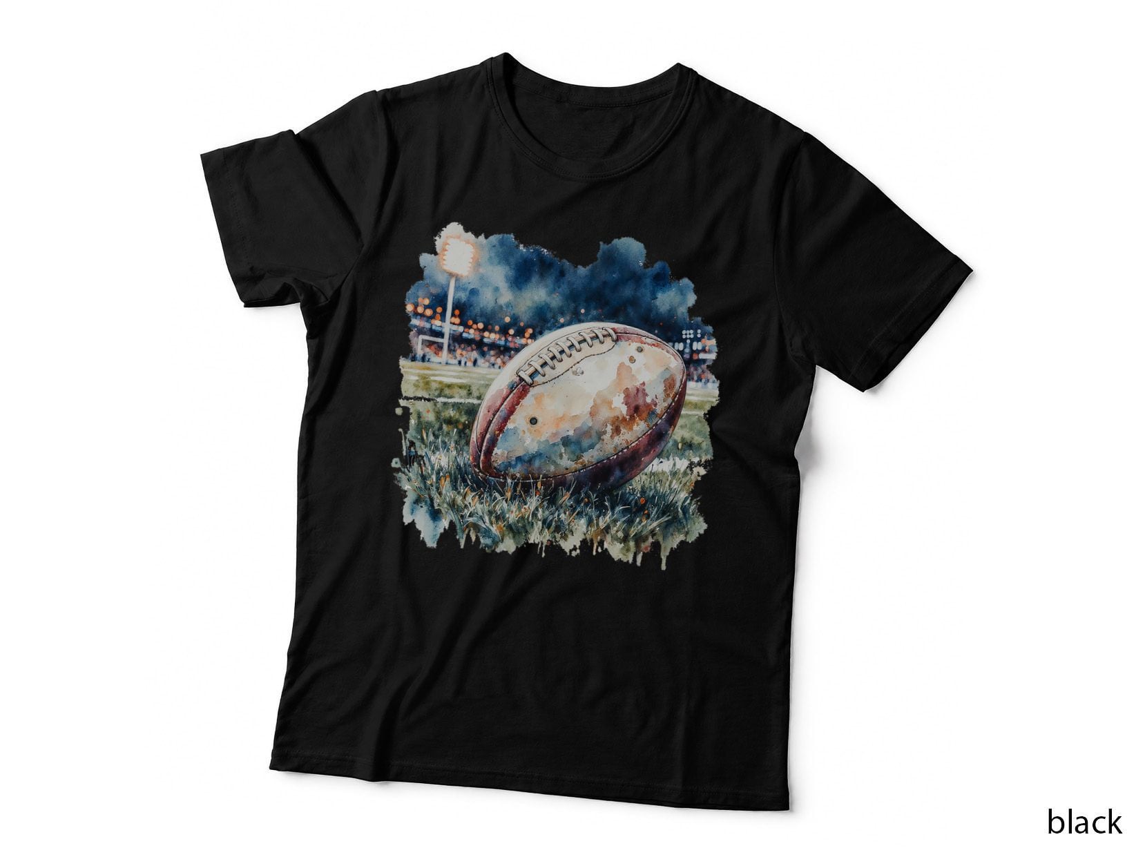 American Football Watercolor Night Game Stadium Sports Fan Gift T-Shirt