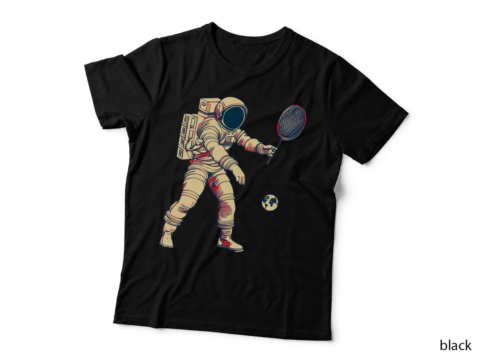 Astronaut Playing Tennis in Space T-Shirt