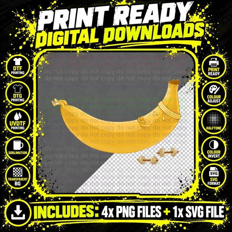 Banana Training - Sit Ups Essential T-Shirt Png SVG Digital Bundle