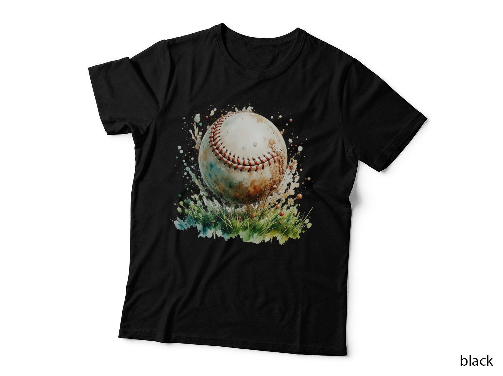 Baseball Ball in Grass Vintage Sports Artwork T-Shirt