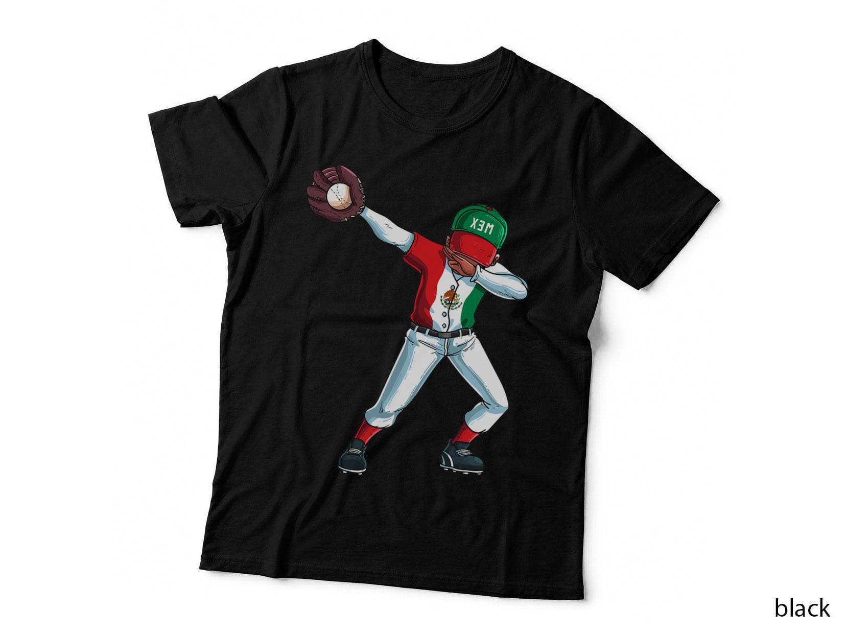 Baseball Dabbing Mexico Player Catcher Pitcher Boys Men Kids T-Shirt