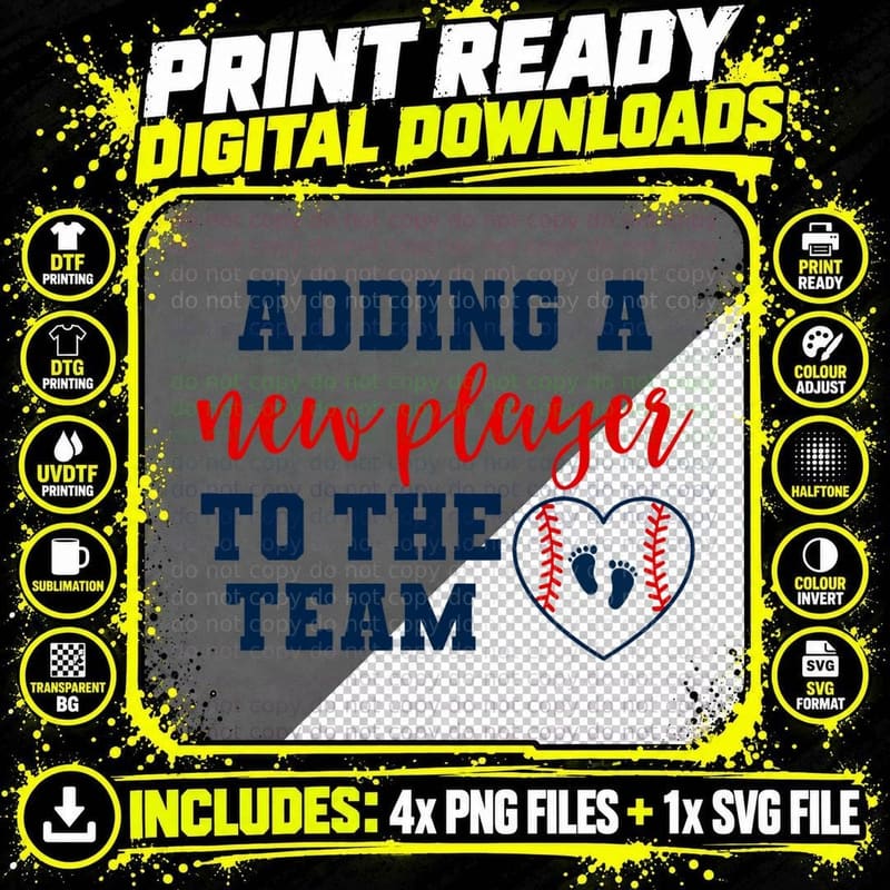 Baseball Pregnancy Announcement Shirt Spring Baby Reveal Png SVG Digital Bundle