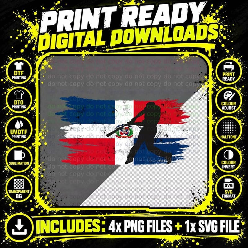 Baseball Republica Dominicana Flag Dominican Beisbol Png SVG Digital Bundle