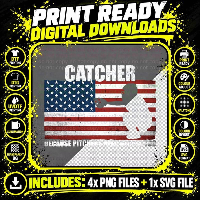 Baseball Softball Catcher Because Pitchers Need Heros Png SVG Digital Bundle