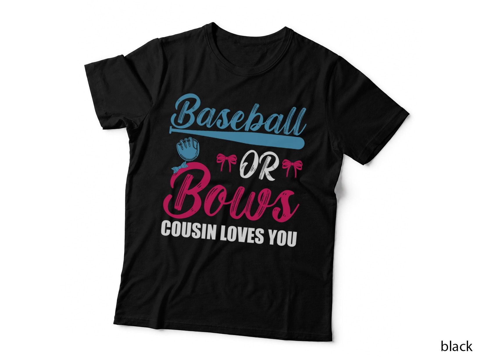 Baseball or Bows Cousin Loves You Funny Gender Reveal Kids T-Shirt